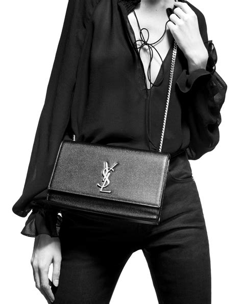 ysl classic medium kate satchel in black|SAINT LAURENT Grain De Poudre Medium Classic Monogram .